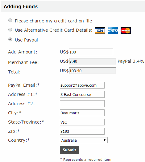 My Account - Add Funds