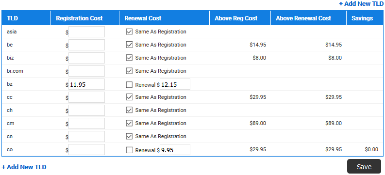 Registration Costs