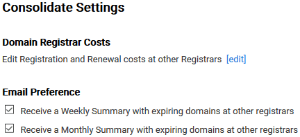 Consolidate Settings