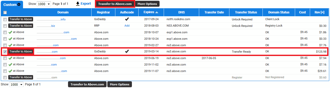 Transfer to Above.com