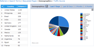 See demographic break downs for each domain and what countries and languages you should be targetting