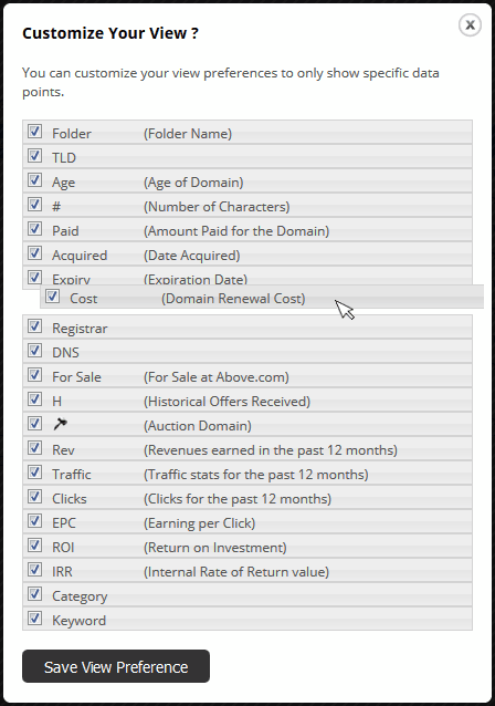 My Domains - Custom