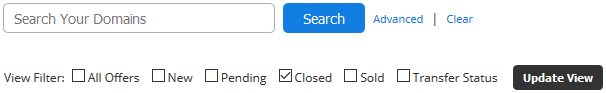 Offers Received - Closed Filter