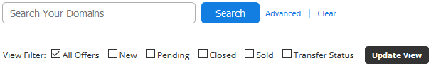 Offers Received - Search and Filters