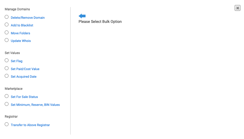 My Domains - Bulk Update